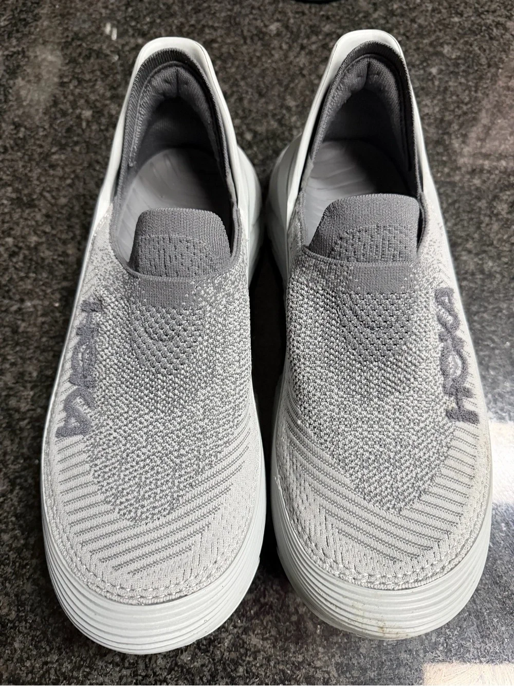 Hoka One One Men's Slip-On Knit Sneakers in Light Gray